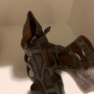 snake skin trask heels